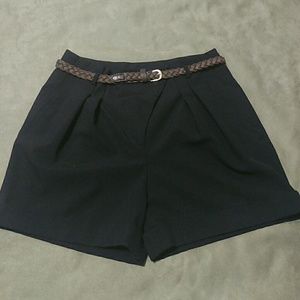 Zara Basic High Waist Pleated Cuffed Shorts